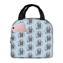 Macho Gawr Gura Pattern Cooler Lunch Box Hololive Anime Mountaineering Thermal Insulation Portable Food Bag 22x20x13CM balta