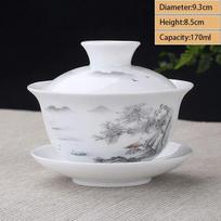 Jingdezhen keramikos Gaiwan puodelis arbatos puodas rankų darbo arbatos dubuo Kinijos porceliano arbatos indų aksesuarai Gėrimo indai white