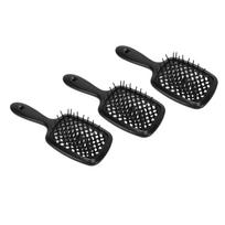 3Pcs Wet Dry Vented Detangling Hair Brush Round Teeth Non Slip Handle Hair Brush for Styling