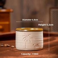 Middle Eastern Stoneware Espresso Cup - Hand-Painted Camel Ceramic Mug, Desert Souvenir Gift Set with Arabic Design 110-300ml
