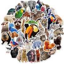 50 Animal Monkey Parrot Elephant Lion Stickers, Children'S Room Home Wall Decoration Graffiti Animal Stickers