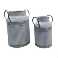 2 Pieces Chic Pitcher Rustic Flower Vase Shabby for Wedding Outdoor Farmhouse Office Decor Black gray