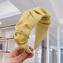 PROLY New Fashion Women Headband Wide Side Pleated Hairband Casual Solid Color Turban Spring Hair Accessories