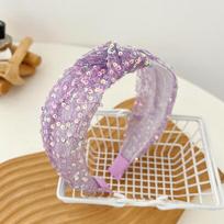 PROLY New Fashion Hairband For Women Shining Sequin Mesh Headband For Girls Center Knot Turban Headwear Hair Accessories