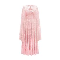 Strap-breasted Shiny Dress with Round Neck Cloak Two-piece Set of Celebrity Style Niche Long Skirt Banquet Birthday Party Dress S