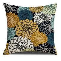 Colorful Floral Yellow Red Pattern Printed Soft Square Pillowslip  Blend Cushion Cover Pillowcase Living Room Home Decor 30x30cm juoda