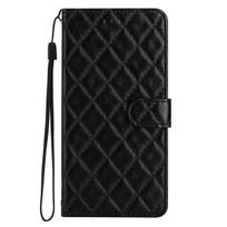 Quilted Pattern Faux Leather Wallet Case for Nokia Series.Nokia C110 C12 C2 C210 C22 C300 C310 C32 G310 XR21...360° Protection with Card Slots & Stand Nokia C110 juoda
