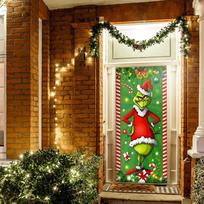 Naujas Linksmas Kalėdas Grinčas Kalėdinės Durų Dangos Dekoracijos Vėliava Grinčo Fonas green