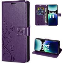 Coque pour Xiaomi Redmi Note 14 Pro Plus 5G/Note 14 Pro+ 5G, Protection Cuir Synthétique Violet Nuit Motif Floral