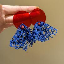 Hong Kong style retro contrasting mesh earrings temperament elegant fashion studs Chinese style niche high-end earrings