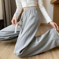 Spring Style Khaki Wide-leg Pants for Women In Spring and Autumn High Waist Droop Loose Straight Sports Pants Casual Banana Pants for Women S