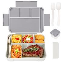 1pc Bento Box Salad Lunch Box Split Sealed Fruit Box with 5 Compartments Bento Tray Microwaveable Lunch Box with Reusable Spoon Fork Sauce Container violetinė