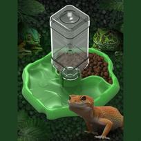 Aquarium Accessories for Reptiles, Food and Water Feeder Bowl Turtle Frog Dark Green