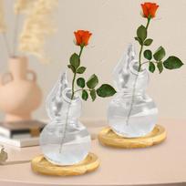 2 Pieces Glass Bud Vases Terrarium Planting Decorative Craft Room Decor Planters with Base Flower