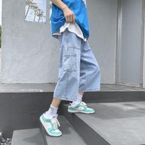 Men's Trendy Hong Kong Style Loose Straight-Leg Summer Jeans with Versatile Big Pockets 2XL