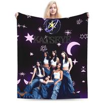 Super Soft Blanket Kids Adult Airplane Travel Katseye Kpop Music  Throw Blanket Flannel Bedspread For Fluffy Sofa Bed Cover 30x40in black