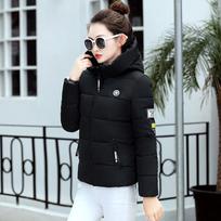 Žieminė moteriška pūkinė medvilnė Parka trumpo kailio apykakle su gobtuvu paltas dygsniuotas striukė 2XL juoda