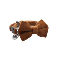 Velvet Cat Collar Solid Color Bowknot Puppy Chihuahua Collars with Bell Adjustable Safety Buckle Cats Bow Tie Pets Accessories One size ruda