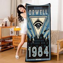 1984 George Orwell Microfiber Printed Beach Towel Mountain Climbing Yoga Beach Swimming Running Absorbent Soft Towel W30*H60(CM)