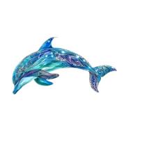 Metal Wall Art Dolphin Silhouette Rusted Finish Handmade Iron Craft Decorative Sculpture for Indoor Outdoor Display one size mėlyna