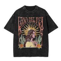 Singer Lana Del Rey Chemtrails Over The Country Club Vintage Washed Tshirt Men Women Fashion Pop Music Tshirt Streetwear Unisex S black