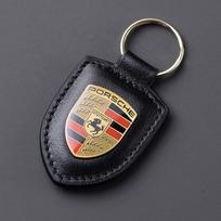 Skirta Porsche 911 718 Cayenne Cayman Panamera Macan Taycan Boxster Automobilio Raktų pakabukas Raktų laikiklis Shield Odiniai Raktų žiedai Vyrams Moterims Dovana juoda