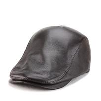 Unisex Genuine Leather Sheepskin Suede Flat Cap - Trendy Duckbill Beret for Spring, Autumn, and Winter XL (58-59cm) Adjustable gray