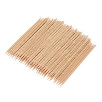 100 vnt. nagų dailės medžio lazdelės, medinės odelių šalinimo priemonės, vienkartinis manikiūro pedikiūro įrankis beige