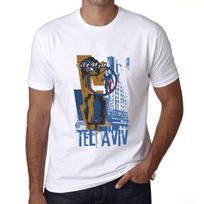 Men’s Vintage Tee Shirt Graphic T Shirt TEL Aviv Lifestyle White M balta