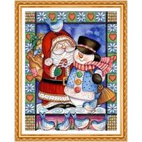 Diamond Santa Claus  Painting Christmas DIY Full Round Drill Cartoon Snowman Picture of Rhinestone 20X30CM blue