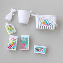 1SET Miniature Doll Accessories For Barbie Doll House Plastic Washing Agents Bucket Basket Case Kids Playhouse Educational Toy įvairiaspalvis