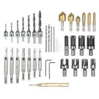 8Pcs Woodworking Chamfer Drilling Tools Set Including 7Pcs Three-Point Countersink Drill Bits + 39PCS