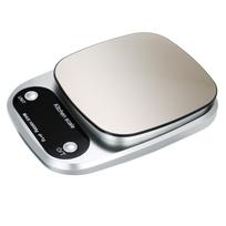 Didelio tikslumo skaitmeninės svarstyklės su vandeniui atsparaus paviršiaus nešiojamomis virtuvės svarstyklėmis 10kg capacity with 1g accuracy sidabras