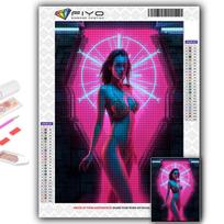 5D „pasidaryk pats“ deimantinis piešimas kryželiu „Cyberpunk“ seksualus menas, deimantinis siuvinėjimas, mozaikos sienų menas, namų dekoravimas Full Square 20X30CM pink