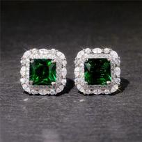 New Vintage Green CZ Stud Earrings for Lady Dance Party Luxury Ear Accessories Anniversary Birthday Gift Women's Jewelry white