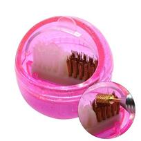 Nail Drill Bit Cleaning Brush Copper Wire Remove Dust Cleaning Case Soft Hard Drill Grinding Head Brush Cleaner Nail Art Tools rožinė raudona spalva