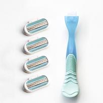 1Pcs Razor Handle+4 Razor Blades Women' Shaver Knife Handle Replacement Triple Blade Epilator Female Machine Shave 1 handle 4 blade