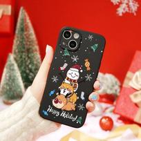 Linksmų Kalėdų telefono dėklas, skirtas iPhone 14 13 12 11 Pro Xs Max Mini Xr Se3 2022 Se2 7 8 6 6s Plus Soft Tpu smūgiams atsparus Funda Etui For iPhone 13 black