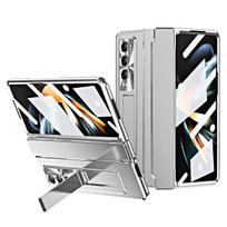 Apsauga nuo kritimo nešiojamas stovo dėklas, skirtas Samsung Galaxy Z Fold 4 sulankstomas 3 sulankstomas 4 sulankstomas 5 sulankstomas 5 3 zfold4 viso korpuso stiklo plėvelės dangteliai for samsung z fold 3 sidabras