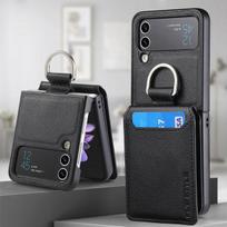 For Samsung Z Flip 4 Zflip4 Card Slot Wallet Bag Leather Protective Case For Samsung Galaxy Z Flip 4 Flip4 Finger Ring Cover for Samsung Z Flip 4 juoda