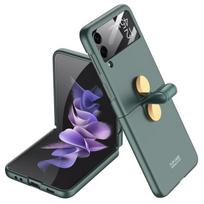 For Samsung Galaxy Z Flip 4 Case Z Flip 3 5g Rotating Belt Skin -Feeling Frosted Lens Film Shockproof Protection Hard Back Cover For Galaxy Z Flip 3 žalia