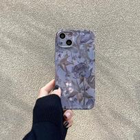 Violetinės lapų gėlės IMD minkštas silikoninis telefono dėklas iPhone 13 11 12 Promax Xsmax X Xr 14 Pro Max Plus galinio dangtelio apvalkalas Fundas for iphone xr gray