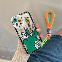 Korėjos mielas grafiti etiketės krokodilo dėklas, skirtas iPhone 14 13 Pro Max 12 11 MiNi XR X XS 7 8 plus SE minkštas dangtelis su rankos dirželiu for iphone 14