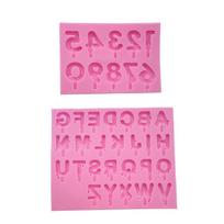 Alphabet Numbers Design Silicone Mold Fondant Cake Decoration Mold Sugar Gum Paste Tool 3D Chocolate Mould pink