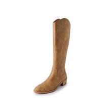 Krazing Pot Genuine Leather Autumn Winter Shoes Thick Med Heels Equestrian Boots Women Thigh-high Boots 34 geltona