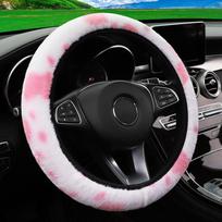 Naujas automobilio vairo dangtelis apsauginis dangtelis dekoratyvinis šiltas super storas pliušinis apykaklė švelniai juoda rožinė moteriška pink and white