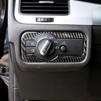 Automobilio anglies pluošto vidaus priekinių žibintų jungiklio rėmo dangtelio lipduko apdaila, skirta VW Touareg 2011 2012 2013 2014 2015 2016 2017 m. gray
