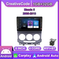 8 colių 2 din Android automobilio radijo multimedijos vaizdo grotuvas, skirtas Mazda 5 2005-2010 su mygtuko rankenėle Carplay WiFi BT 2+32GB 1+32GB gray