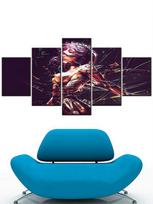 Drobės tapyba 5 dalių anime kiborgo mergaitės roko plakatai Modernaus meno dekoratyviniai paveikslėliai Drobė gyvenamojo kambario sienų karkasui be rėmelio 20x35cm*2  20x45cm*2  20x55cm*1