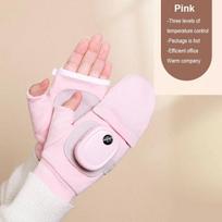 Heated Gloves Hand Warmer Gloves Waterproof USB Rechargeable Winter Gloves with Three Gears Windproof Full-Finger Glove rožinė